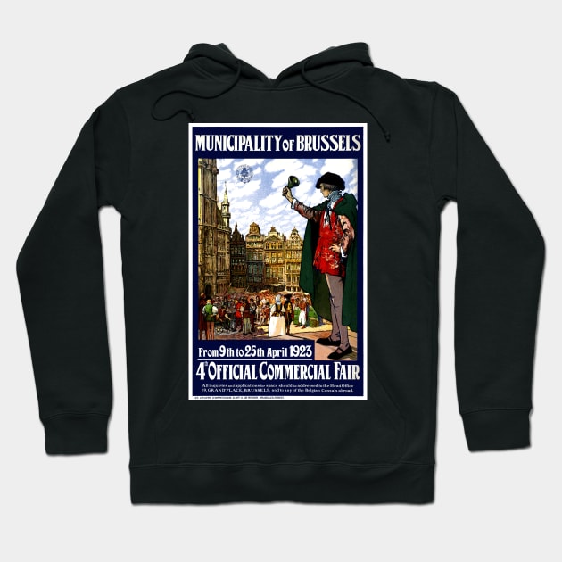 Vintage Travel Poster Belgium Brussels Hoodie by vintagetreasure